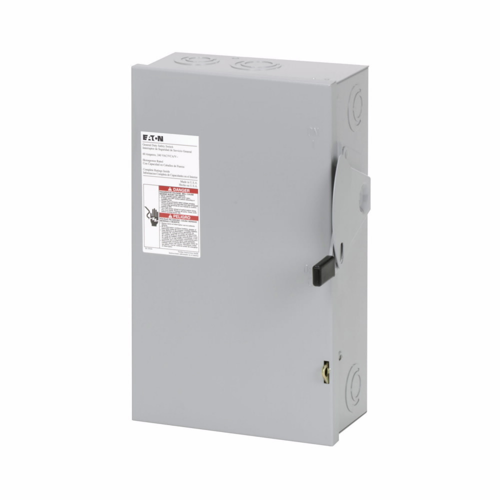 DG222UGB B Series General Duty Non-Fusible Safety Switch, 240 V AC, 60 A, 10 hp, DPST Contact, 2 Poles