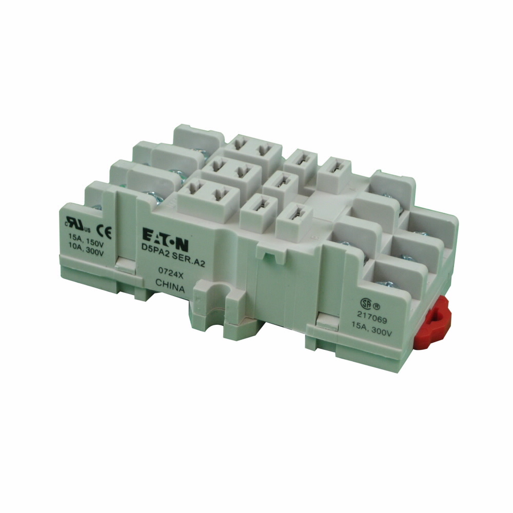 D5PA2 Socket, 600 V AC/125 V DC, 15 A, For Use With D5 Series Relay and TR Timer, 3 Poles