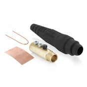 18D33-E 18 Series Ball Nose Cam Type Detachable Plug With 18D33-C Contact and 18SDF-14E Insulator, 600 VAC, 400 A, 1/0 to 4/0 AWG Wire, Female/Double Set Screw Connection