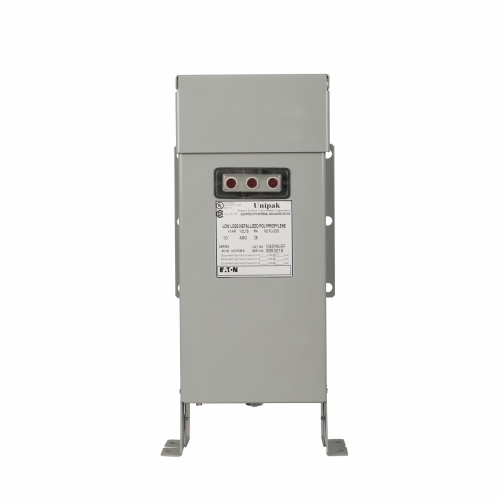 17X43PMURF UniPak 3-Phase Low Voltage Round Standard Duty Fixed Capacitor Bank, 17.5 kVA Power Rating, 480 V AC, 21 A, Steel