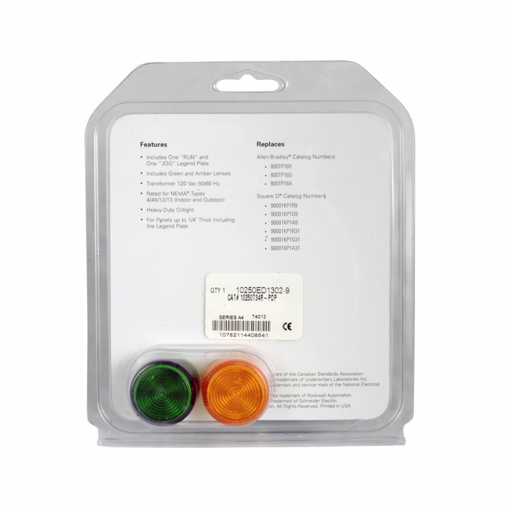 10250T34R-POP 10250T Heavy Duty Oiltight/Watertight Standard Actuator Indicating Light, 120 V AC, 0.5 A, Panel Mount