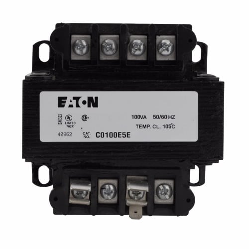 C0100E6U Type MTE Control Transformer, 208/500, 230/400/460/575, 220/380/440/550, 240/416/480/600 V Primary, 99/120/130, 95/115/125, 91/110/120, 85/100/110 V Secondary, 100 VA Power Rating, 50/60 Hz, 1 Phase