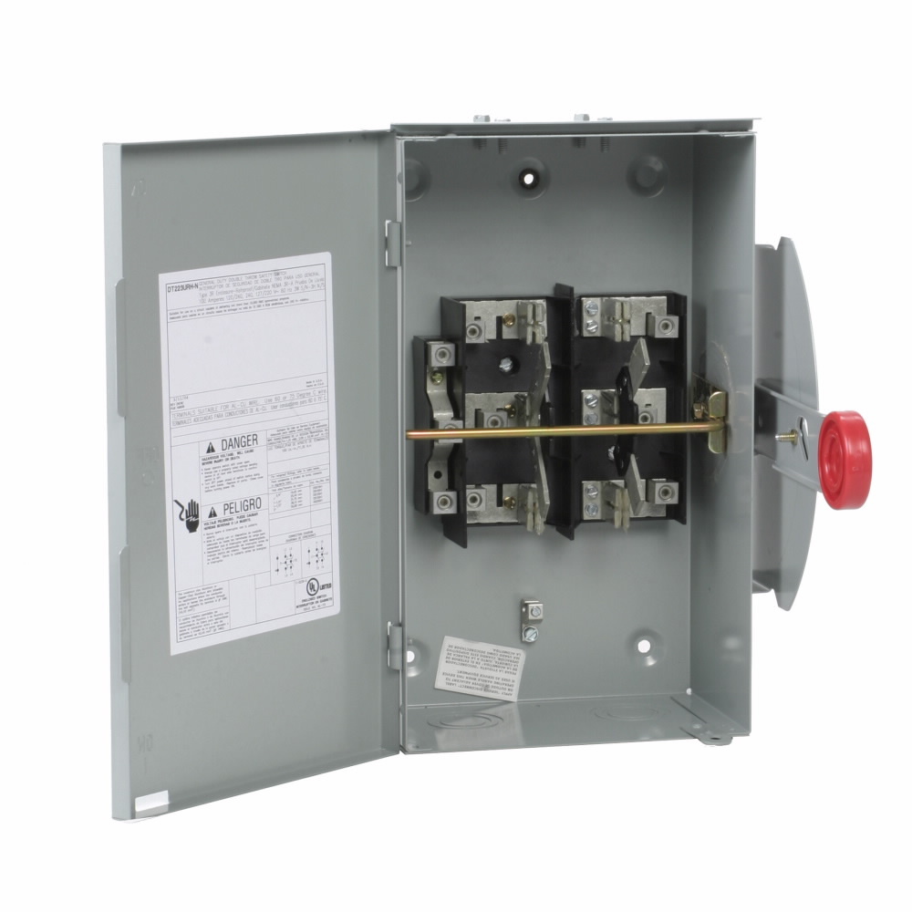 DT221URH-N H Series Compact Design Non-Fusible Rainproof General Duty Safety Switch With Solid Neutral, 240 V AC/250 V DC, 30 A, 2 Form C DPDT Contact, 2 Poles