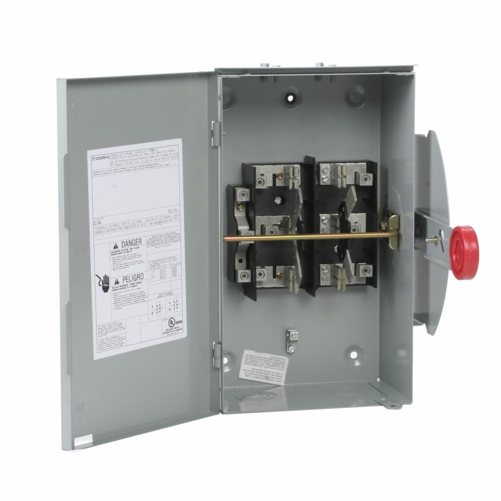 DT222URH-N H Series Compact Design Non-Fusible Rainproof General Duty Safety Switch With Solid Neutral, 240 V AC, 60 A, 2 Form C DPDT Contact, 2 Poles