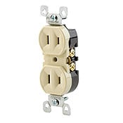 223-I Duplex Non-Grounding Traditional Straight Blade Receptacle, 125 V AC, 15 A, 2 Poles, 2 Wires, Ivory