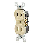 223-W Duplex Non-Grounding Traditional Straight Blade Receptacle, 125 V AC, 15 A, 2 Poles, 2 Wires, White