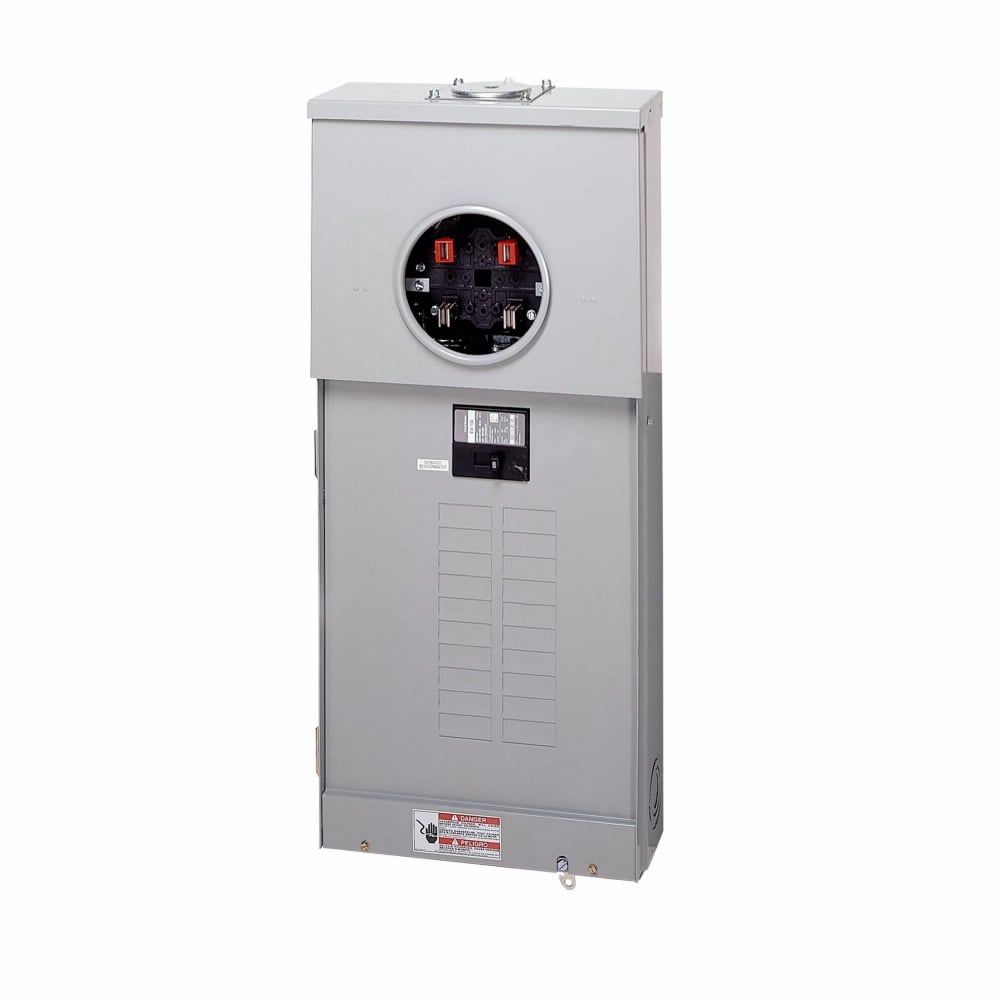 MBE2040B200TS Meter Breaker, EUSERC, Type BR CSR2200 Main Breaker, 200 Amp, 120/240V, Ringed, 20 Spaces 40 Circuits 10 kAIC, Surface Mounting, Box Size C Aluminum Bus, OH Feed, 4 Jaw, 1 Socket, #6-350 kcmil, Line #6-350 kcmil, Ground