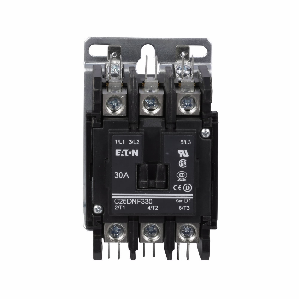 C25DNF330A Non-Reversing Definite Purpose Control Contactor, 110 to 120 V AC V Coil, 30 A Inductive/40 A Resistive, 3 Poles