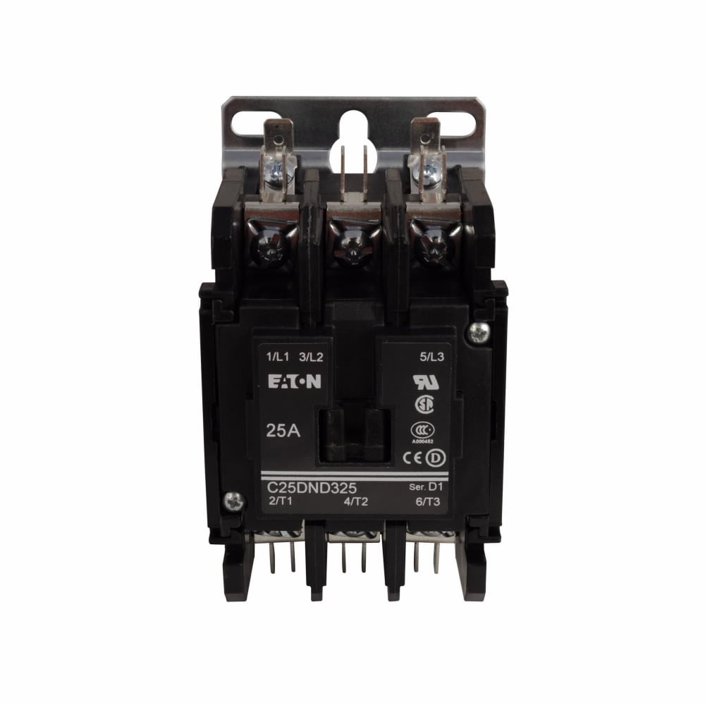 C25DND330T D-Frame Non-Reversing Definite Purpose Control Contactor With Metal Mounting Plate, 24 V AC at 50/60 Hz V Coil, 30 A, 3 Poles