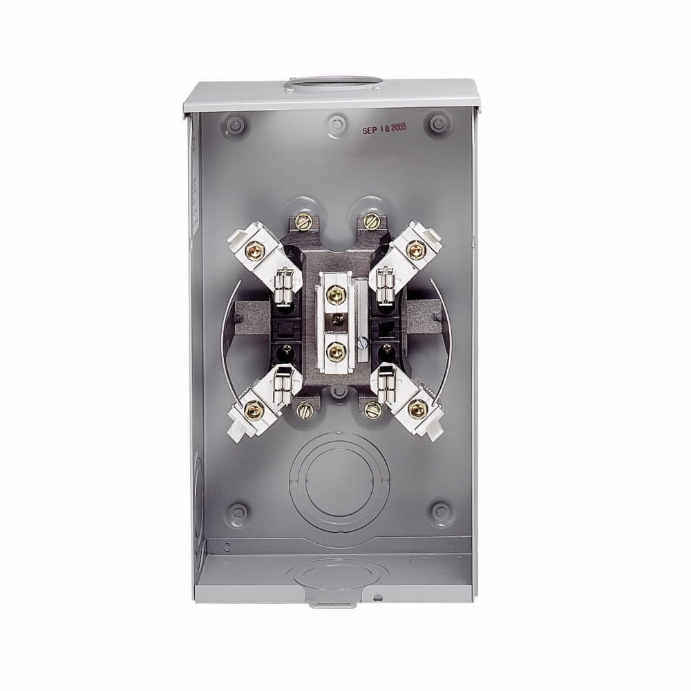 UHTRS202BCH Meter Socket, 1 Position, Residential, 200 Amp, OH, 3-5/16 inch Hub Opening, #8-250 kcmil, 4 Jaw, 1 Phase, #8-250 kcmil, Horn Bypass, Ground Connector #14-#2 Copper, Triplex, 3 Wire, Ringless, 600V