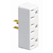 697-W Grounding Single-to-Triple Adapter, 125 V AC, 15 A