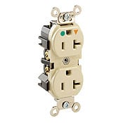 8300-IGG Heavy Duty Traditional Straight Blade Duplex Receptacle, 125 V AC, 20 A, 2 Poles, 3 Wires, Gray
