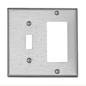 S126 Decora Standard Size Combination Wall Plate, 2 Gangs, 4.94 in W x 4.875 in H, 430 Stainless Steel