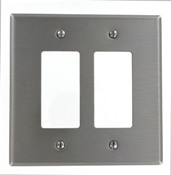 SO262 Oversized Wall Plate, 2 Gangs, 5.312 in W x 5.25 in H, 302 Stainless Steel