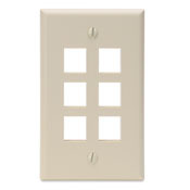 41080-6IP QuickPort Standard Size Wallplate, 1 Gang, 2-3/4 in W, Plastic, Surface Mount
