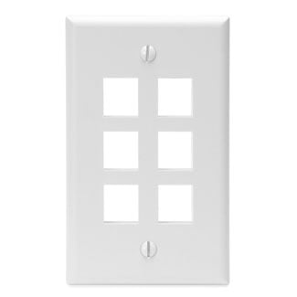 41080-6WP QuickPort Standard Size Wallplate, 1 Gang, 2-3/4 in W, Plastic, Surface Mount