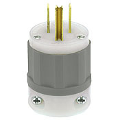 5266-CG Cable Mount Grounding Straight Blade Plug, 125 V AC, 15 A, 2 Poles, 3 Wires, Gray/White