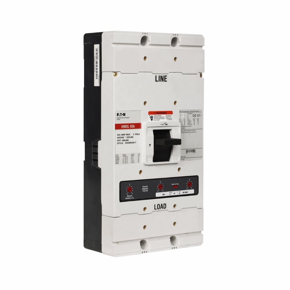 MDL3350 C Series Type MDL Molded Case Circuit Breaker, 600 V AC/250 V DC, 350 A, 50/65 kA Interrupt, 3 Poles, Thermal Magnetic Trip
