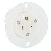 5279-C Grounding Outlet Receptacle, 125 V AC, 15 A, 2 Poles, 3 Wires, White