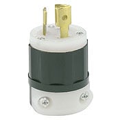 4720-C 1-Phase Grounding Cable Mount Locking Plug, 125 V AC, 15 A, 2 Poles, 3 Wires, Black/White