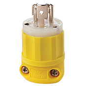 47CM-20C Cable Mount Grounding Locking Plug, 125 V AC, 15 A, 2 Poles, 3 Wires, White/Yellow
