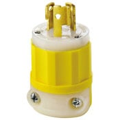 4720-CY 1-Phase Grounding Cable Mount Locking Plug, 125 V AC, 15 A, 2 Poles, 3 Wires, White/Yellow