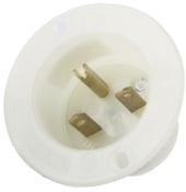 15678-C Grounding Inlet Receptacle, 250 V AC, 15 A, 2 Poles, 3 Wires, White