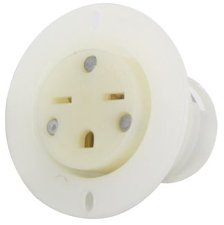 15679-C Grounding Outlet Receptacle, 250 V AC, 15 A, 2 Poles, 3 Wires, White