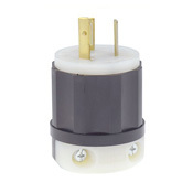 4570-C Cable Mount Grounding Locking Plug, 250 V AC, 15 A, 2 Poles, 3 Wires, Black/White
