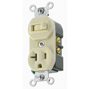 5335-E Combination Duplex Grounding AC Combination Switch, 20 A at 120/277 V AC, 1 Poles, 3 Wires, 12 AWG Wire