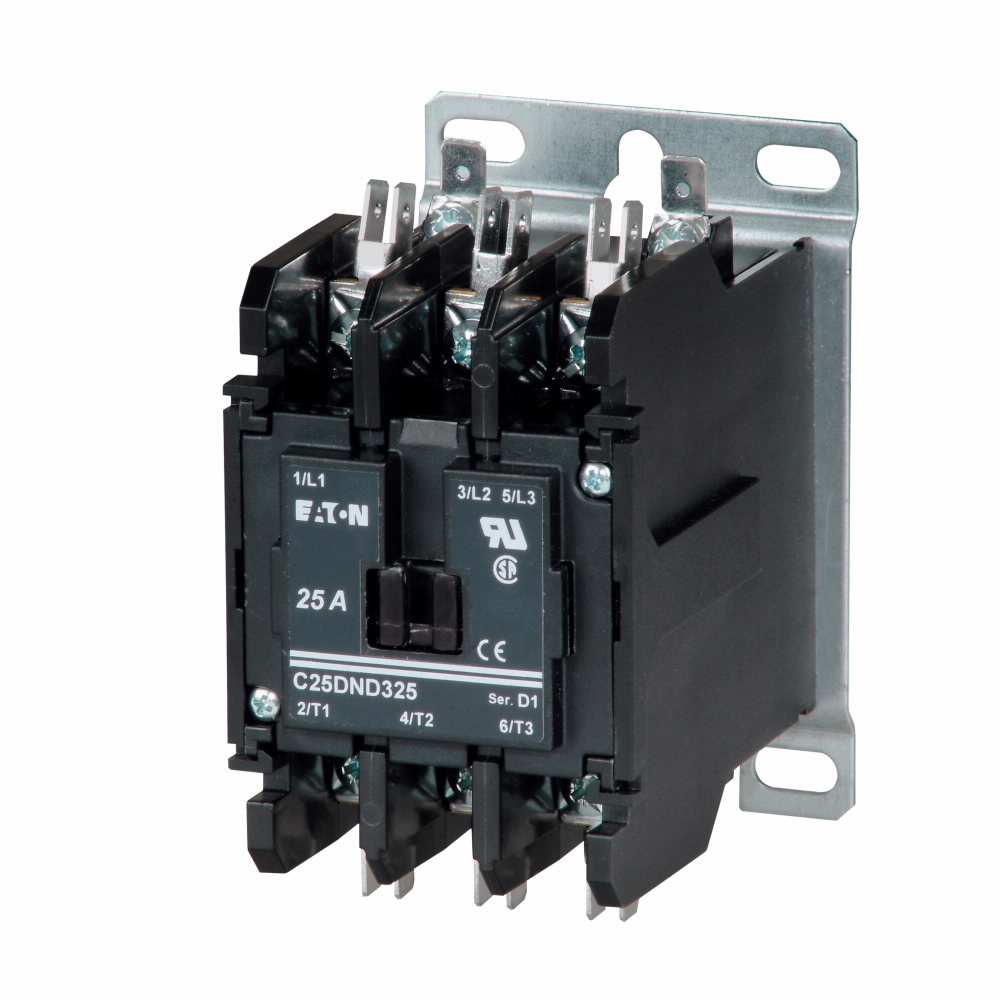 C25DND240B D Frame Definite Purpose Contactor With Metal Mounting Plate, 208/240 V AC V Coil, 40/50 A, 2 Poles