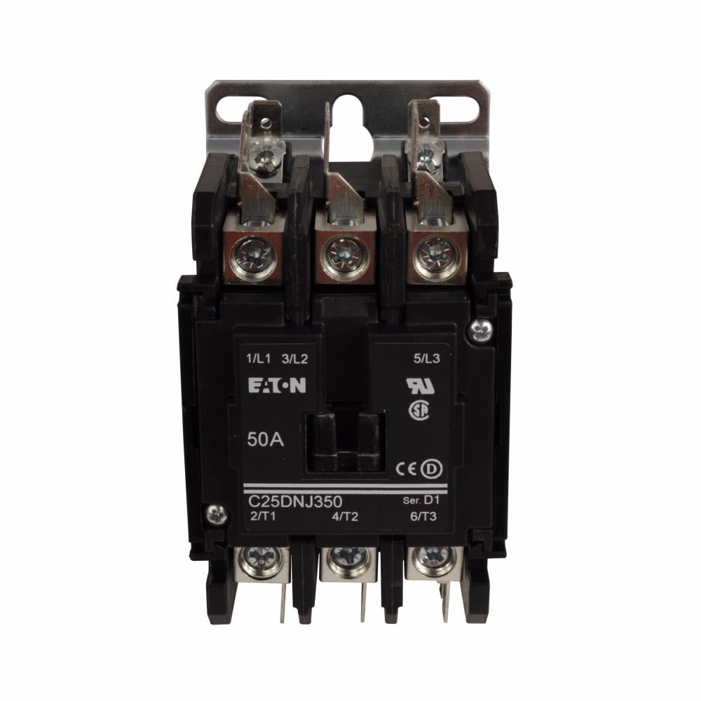 C25DNJ340A Non-Reversing Definite Purpose Control Contactor With Metal Mounting Plate, 110 to 120 V AC at 50/60 Hz V Coil, 40 A Inductive/50 A Resistive, 3 Poles