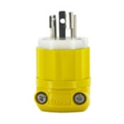 45CM-70C Cable Mount Grounding Locking Plug, 250 V AC, 15 A, 2 Poles, 3 Wires, White/Yellow