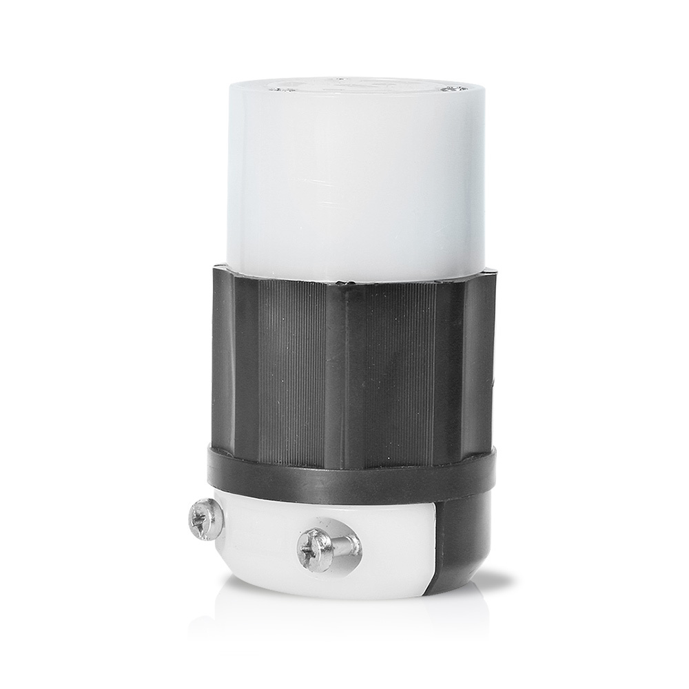 4579-C 1-Phase Grounding Locking Connector, 250 V AC, 15 A, 2 Poles, 3 Wires, Black/White