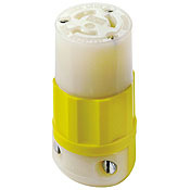 4579-CY Grounding Locking Connector, 250 V AC, 15 A, 2 Poles, 3 Wires, White/Yellow