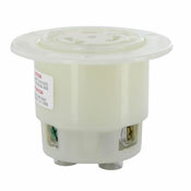 4585-C Grounding Receptacle Locking Flanged Outlet, 250 V AC, 15 A, 2 Poles, 3 Wires, White