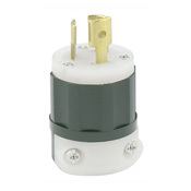 4770-C Cable Mount Grounding Locking Plug, 277 V AC, 15 A, 2 Poles, 3 Wires, Black/White