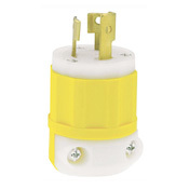 4770-CY 1-Phase Grounding Cable Mount Locking Plug, 277 V AC, 15 A, 2 Poles, 3 Wires, White/Yellow