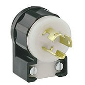 4770-CA 1-Phase Angled Grounding Cable Mount Locking Plug, 277 V AC, 15 A, 2 Poles, 3 Wires, Black/White