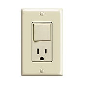 5625-E Decora 3-Wire Grounding Combination Switch With Receptacle, 20 A, 120/277 V AC, 1 hp at 120 V AC, 1 Pole