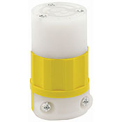 4779-CY Grounding Locking Connector, 277 V AC, 15 A, 2 Poles, 3 Wires, White/Yellow