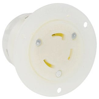 4785-C Grounding Receptacle Locking Flanged Outlet, 277 V AC, 15 A, 2 Poles, 3 Wires, White