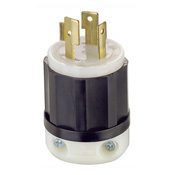 4880-C 3-Phase Non-Grounding Cable Mount Locking Plug, 250 V AC, 15 A, 3 Poles, 3 Wires, Black/White