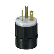 5466-CY Cable Mount Grounding High Visibility Straight Blade Plug, 250 V AC, 20 A, 2 Poles, 3 Wires, White/Yellow