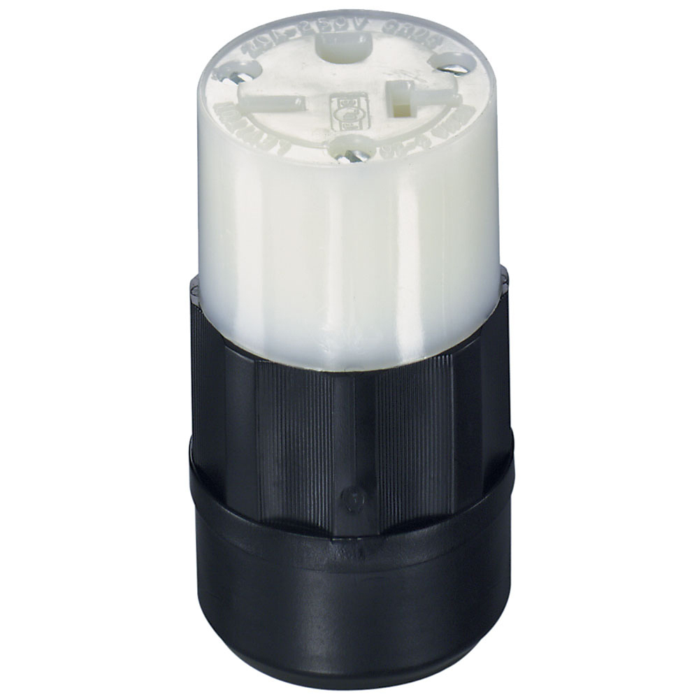 5469-C Cable Mount Grounding Straight Blade Connector, 250 V AC, 20 A, 2 Poles, 3 Wires, Black/White