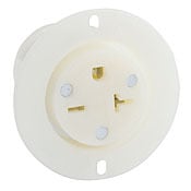5479-C Grounding Outlet Receptacle, 250 V AC, 20 A, 2 Poles, 3 Wires, White