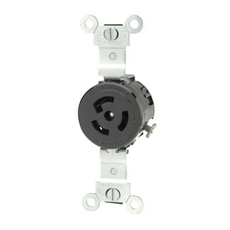 4710 Grounding Single Locking Receptacle, 125 V AC, 15 A, 2 Poles, 3 Wires, Black