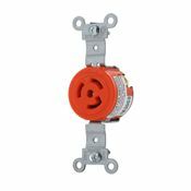 4710-IG Extra Heavy Duty Isolated Grounding Single Locking Receptacle, 125 V AC, 15 A, 2 Poles, 3 Wires, Orange