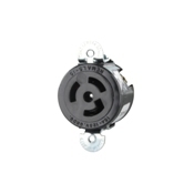 4710-SS Grounding Single Short Strap Locking Receptacle, 125 V AC, 15 A, 2 Poles, 3 Wires, Black