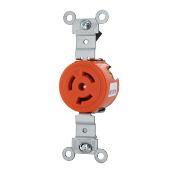 4560-IG Extra Heavy Duty Isolated Grounding Single Locking Receptacle, 250 V AC, 15 A, 2 Poles, 3 Wires, Orange